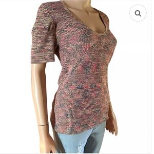 Moth by Anthropologie Multicolor Ribbed Sweater Tee